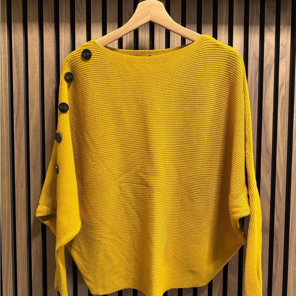 Faith & Zoe Mustard Button-Detail Sweater